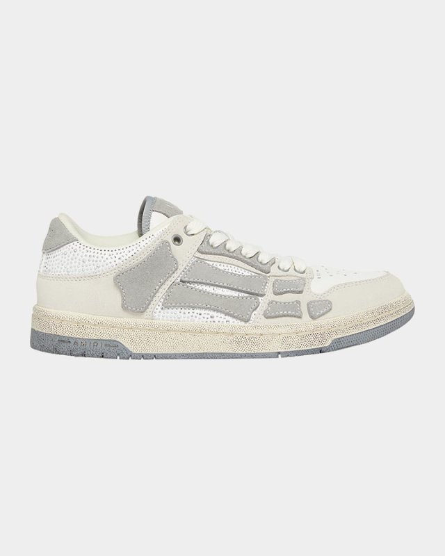 Skeleton Crystal Suede Low-Top Sneakers